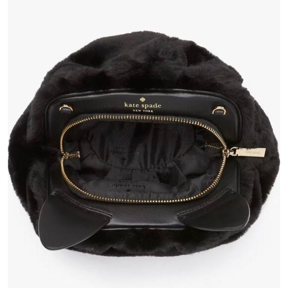 Kate Spade Pitch Purrfect Faux Fur Black Cat Bag NWT - Picture 10 of 11